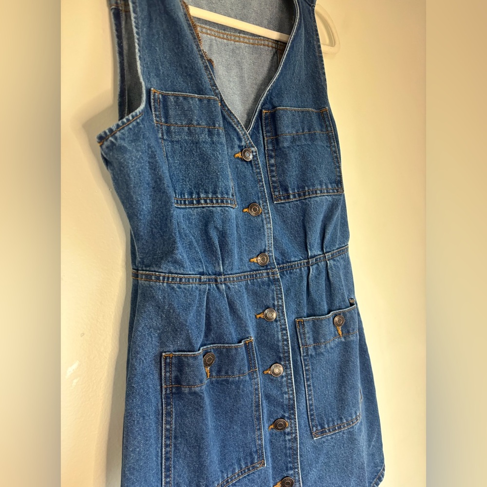 ASOS Blue Denim Button-Front Women's Jeans Dress - Picture 3 of 4